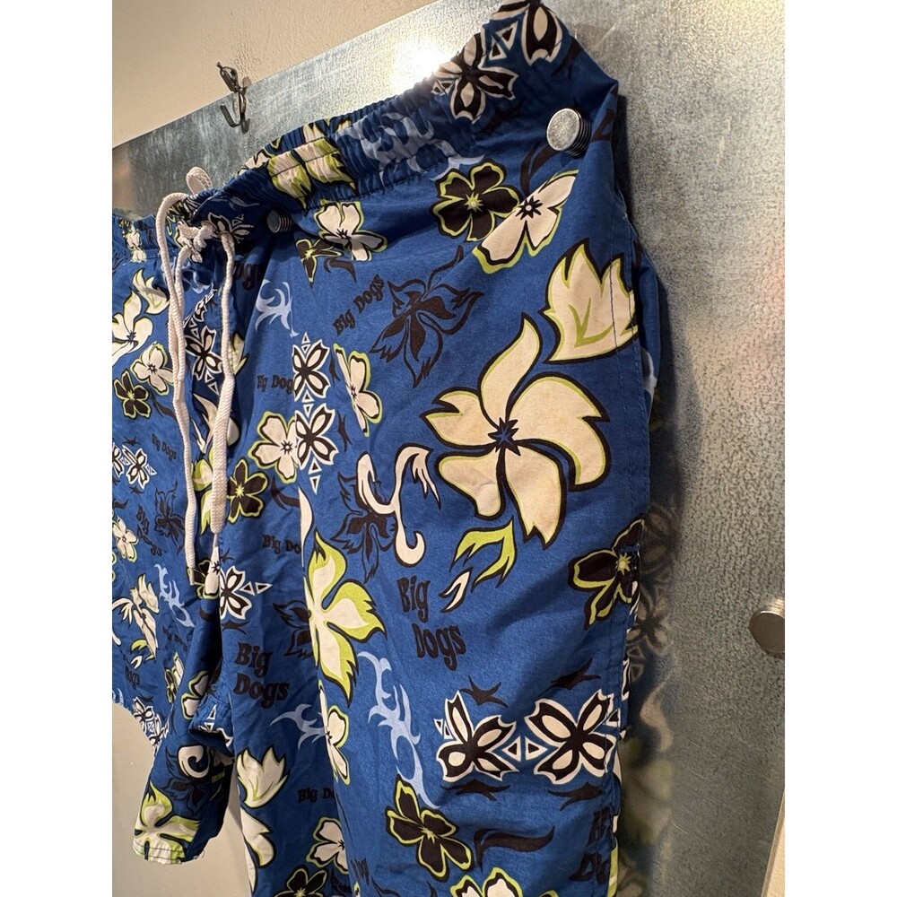 Big Dogs Mens Hawaiian Floral Print Blue Swim Trunk Board Shorts Size 2X - Picture 13 of 16